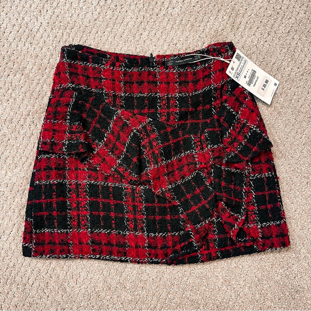 Zara Red Flannel Skirt